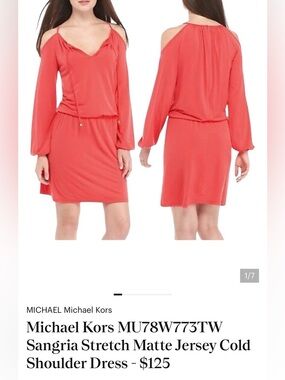 Michael Kors Sz Medium Sangria Cold-Shoulder Jersey Mini Dress